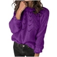 thumbnail image 3 of Yuyuzo Pull Femme Manches Longues Col Rond Hauts Tricotés Hiver Automne Décontracté Couleur Unie Pulls Blouse, 3 of 5