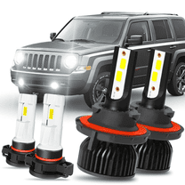For 2010-2017 Jeep Patriot LED Headlight Bulbs 9008/H13 High Low Beam 2504 Fog Lights 4x Bulbs Combo