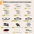 thumbnail image 2 of 23 Pcs Nonstick Cookware Set with 4 Detachable Handles, Ceramic Non Toxic, Induction Safe, Dishwasher Oven Cookware White, 2 of 5