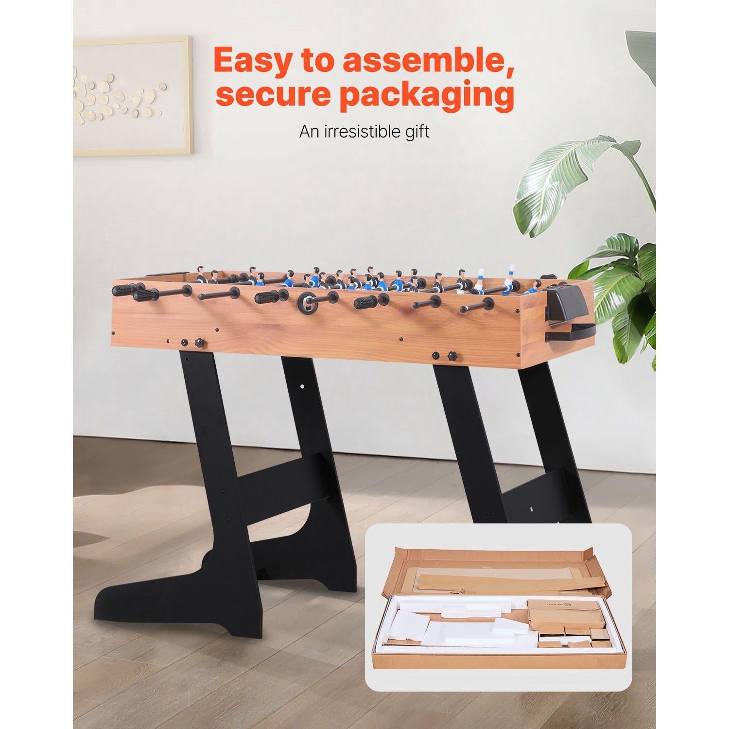 42 Inch Standard Size Folding Foosball Table Indoor Full Size Durable Soccer Set with 2 Balls for Home Family Game Room