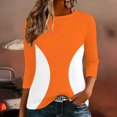 thumbnail image 5 of Ounisa Womens 3/4 Sleeve T Shirts Crew Neck All Over Print Casual Soft Comfy Loose Fit Spring Summer Daily Wear Basic Tops S-2XL, 5 of 6