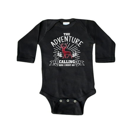 

Inktastic The Adventure is Calling and I must Go with Plaid Deer Gift Baby Boy or Baby Girl Long Sleeve Bodysuit