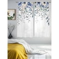 thumbnail image 4 of Sheer Curtains 63 Inches Long, Blue Eucalyptus Light Filtering Window Curtains for Living Room, Farmhouse Flowers Leaf White Watercolor Rod Pocket Voile Sheer Curtain Drapes, 52"W x 63"L, 2 Panels, 4 of 8