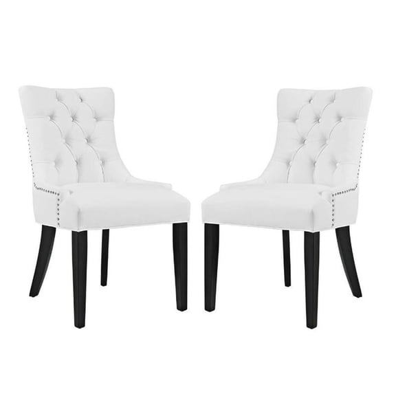 Home Square 2 Piece Vinyl Upholstered Dining Side Chair Set in White