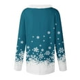 thumbnail image 5 of Honeeladyy Christmas Shirts for Women Fall Fur Collar V Neck Long Sleeve Going Out Tops Snowflake Wine Glass Print Sweatshirt Birthday Gift Blue XXXL, 5 of 5