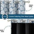 thumbnail image 3 of Vargottam Printed Blackout Curtains - Blue Floral Design, Set of 2 Panels, 42 x 63 Inches - Room Darkening, Thermal Insulated Window/Door Drapes with Grommets, 3 of 9
