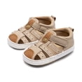 thumbnail image 2 of WUANDIXFA Baby Boy Sandals Toddler Shoes Soft Sole Close-Toe Sandals First Walk Flat Shoes (Khaki, 4), 2 of 9