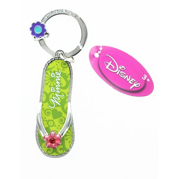 Disney Minnie Mouse Green Flip Flop Pewter Key Ring