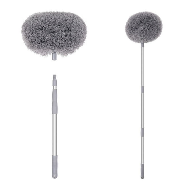 QualitChoice Stainless Steel Washable Ceiling Fan Duster For Quick And Easy Dusting Microfibre Duster Long gray