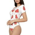 thumbnail image 2 of Naloa Hand Drawn Strawberry Women's Short-Sleeved Onesie, One-Piece Swimsuit for Parties, dates, clubs - Small, 2 of 9