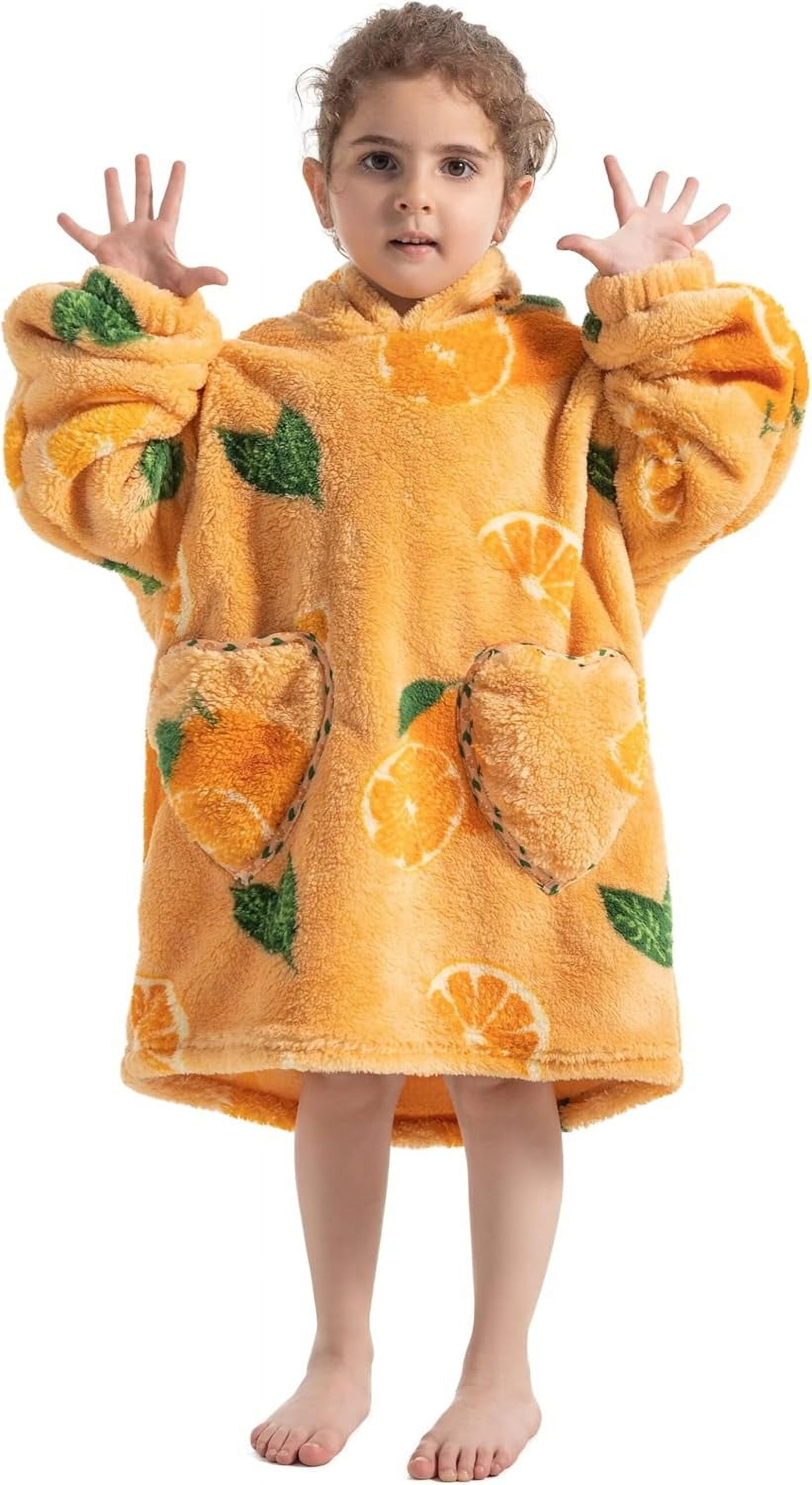 Wehilion 2-6YR Oversized Sweatshirt Hooded Blanket Sherpa Hoodie for Girls Boy Wearable Blanket Hoodie for Kids Toddlers