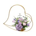 thumbnail image 1 of Cesta de flores artificiales, decoración de boda, decoración de flores de boda, adorno de rosas, decoración del hogar para mesa de regalo del Día de Púrpura, 1 of 8