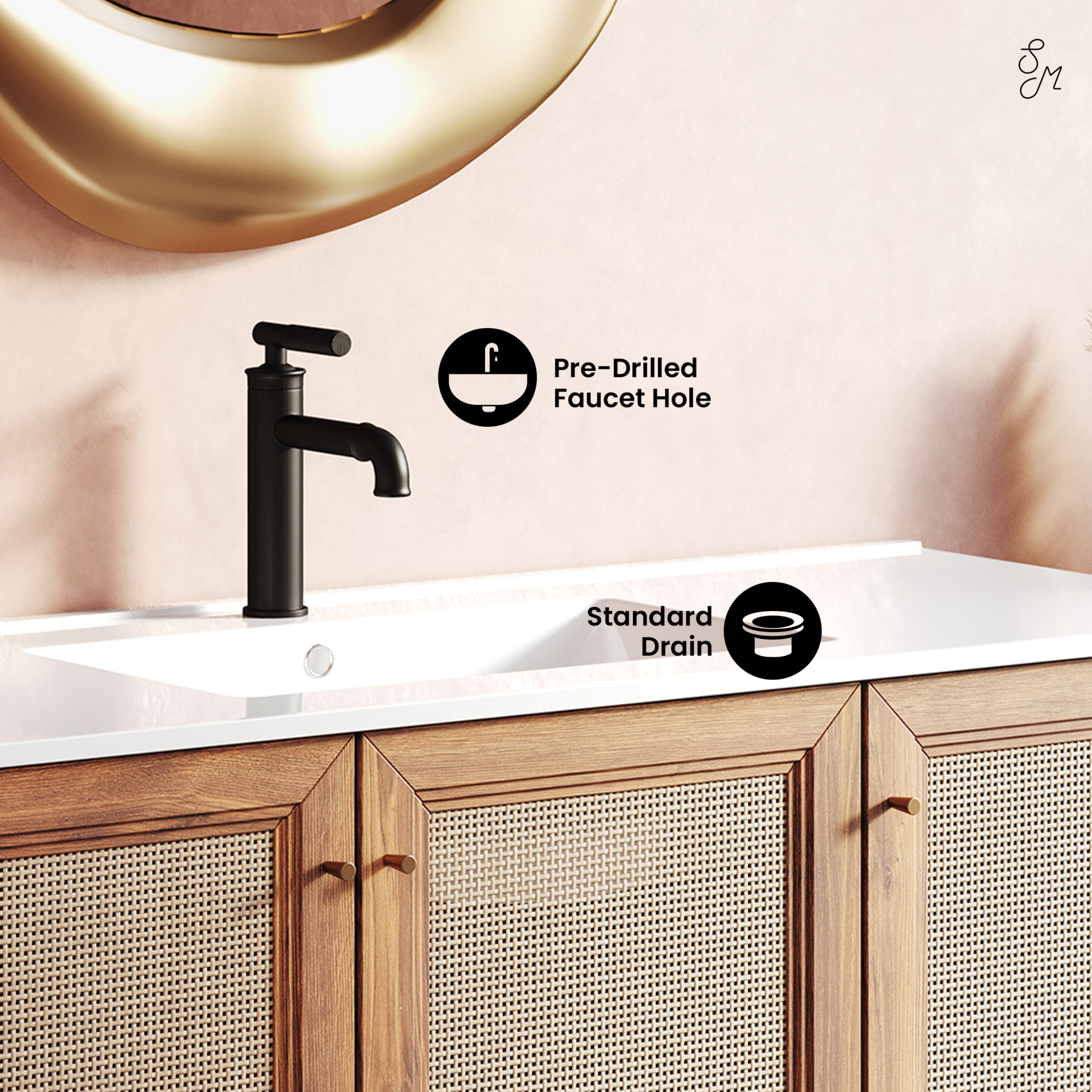 Classe 48" Freestanding Bathroom Vanity in Golden Oak with Sink Top