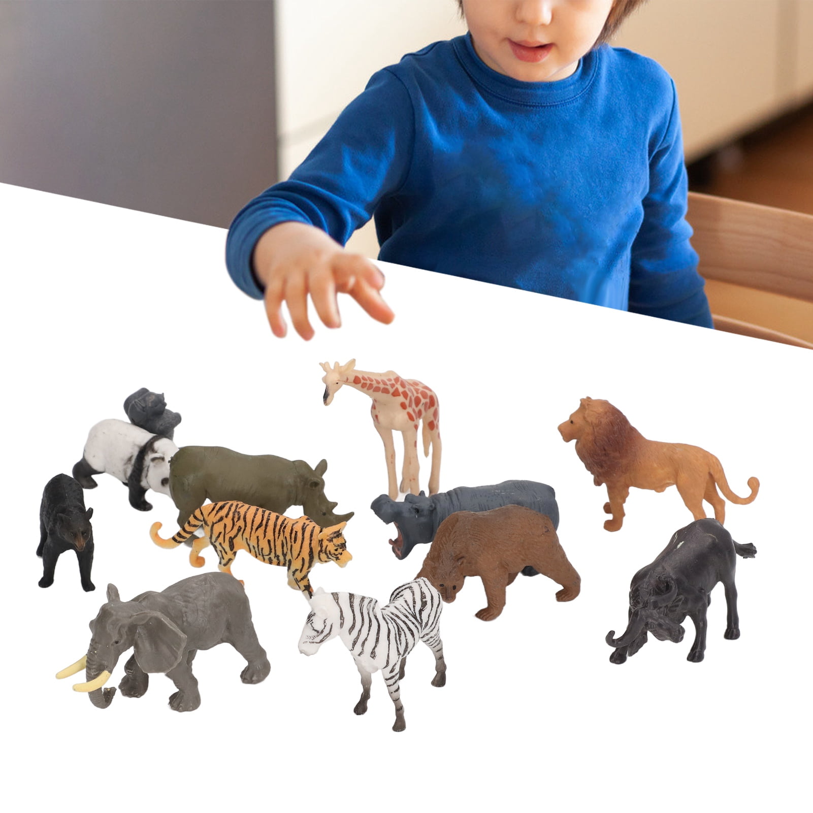 12 Pcs Zoo and Safari Animal Toys for Kids 3 5 Years Jungle Wild Realist Animal Figures Playset Including Lion Tiger Panda Party Favors Gift for