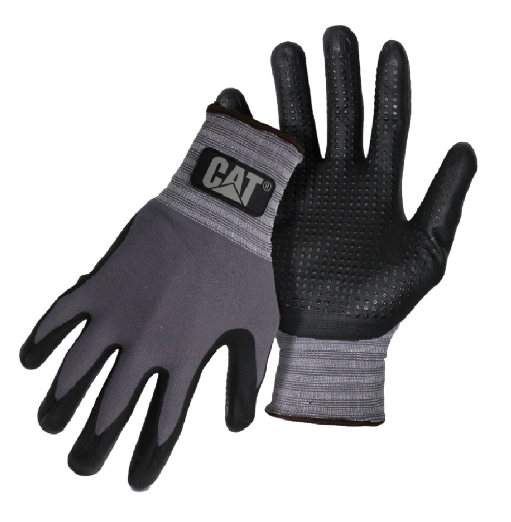 CAT CAT017419M Work Gloves, M, Knitted Cuff, Gray, Nylon