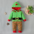 thumbnail image 2 of Tao Tao Newborn Baby Boys Girls Santa Outfit Christmas Elf Rompers Infant Jumpsuit With Hat Green 3 Months, 2 of 8