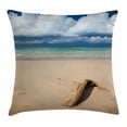 thumbnail image 1 of Driftwood Decor Throw Pillow Cushion Cover, Sea Theme Driftwood on the Sandy Beach and Cloudy Sky Digital Print, Decorative Square Accent Pillow Case, 24 X 24 Inches, Sand Brown Blue, by Ambesonne, 1 of 2