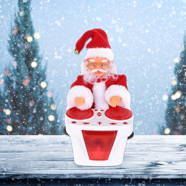 Juguete de peluche eléctrico de Navidad de Navidad Santa que juega el regalo oscilante del disco , blanco Baoblaze Muñeca cantando