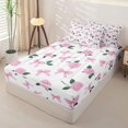 thumbnail image 2 of Homewish Cute Coquette Bowknot Zipper Twin Comforter Sets with Fitted Sheet and 2 Pillowcases,Pink Cute Flower Zipper Bedding Set For Kids,Pink Reversible,4-Piece, 2 of 7