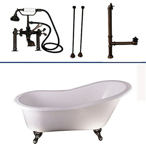 Barclay TKCTS7H67-ORB2 Tub Kit 67"; CI Slipper, Tub Filler, Supplies, Drain