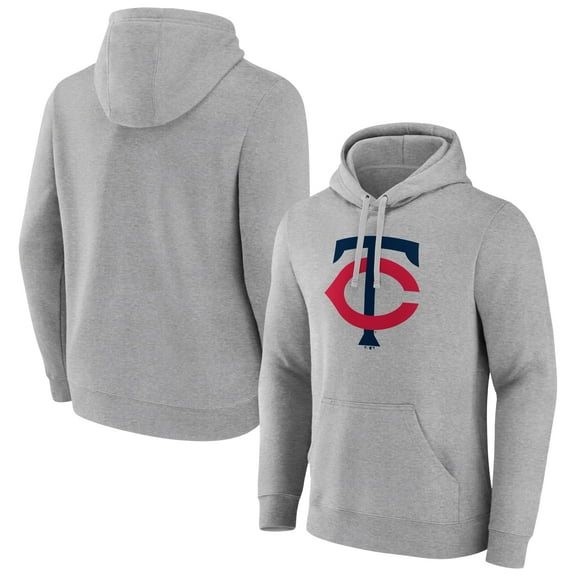 Men's Heather Gray Minnesota Twins Official Logo Fitted Pullover Hoodie