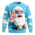 thumbnail image 3 of Christmas Sweater Men Funny Santa Graphic Sweater Christmas Sweatshirt Couples Xmas Party Pullover Shirts, 3 of 3