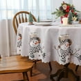 thumbnail image 4 of Christmas Tablecloth, Christmas Snowman Decor Table Cover Xmas Decorations for Home Winter Holiday Grey Scallop Edge Party Table Decorations 60 Inch Diameter, Round, 4 of 6