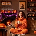 thumbnail image 5 of Pumpkin Onesie Adult, Halloween Pumpkin Costume Pajamas, Plush Fleece Hooded One-Piece Pajamas Long Sleeve Cozy Home Loungewear Orange L, 5 of 7