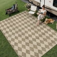 thumbnail image 2 of BERTHMEER 8'x10' Easy Jute Area Rugs for Living Room Modern Checkered Indoor/Outdoor Rugs for Patio Farmhouse Geometric Contemporary Washable Non Slip Large Rugs Carpets, Beige, 2 of 7