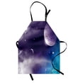 thumbnail image 1 of Space Apron Universe with Planet and Crescent Moon on Starry Night Sky Science Fiction Design, Unisex Kitchen Bib Apron with Adjustable Neck for Cooking Baking Gardening, Blue Purple, by Ambesonne, 1 of 3