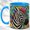 Blue, variant on Colorful Mane Zebra Coffee Mug, Floral Animal Mug, Ceramic 11 oz
