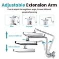 thumbnail image 5 of 13-inch Large Rain Shower Head System, Dual Head Combo with Handheld, High Pressure Square Rainfall, 3-Way Metal Diverter, Adjustable Extension Arm，Chrome, 5 of 10