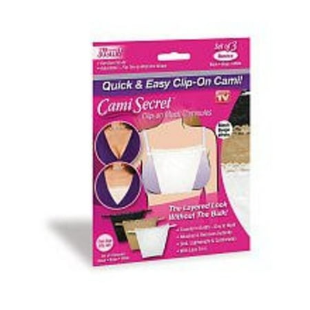 Microfiber Cami Set - Cami Secret Set of 3 Clip-on Camisole, Black/Beige/White, One Size