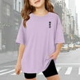 thumbnail image 5 of Big Girls Graphic T Shirt Casual Loose Fit Short Sleeve Tee With Print Top Kids Clothing Purple Size 9-10T, 5 of 8