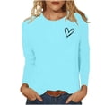 thumbnail image 1 of Besolor T-Shirts de la Saint-Valentin pour Femmes Imprimé Cœur Col Rond Manches Longues Tunique Décontractée Blouse Tee, 1 of 4