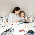 thumbnail image 4 of Feelyou Cartoon Astronaut Kids Bedding Comforter Set 7 Pieces, Kawaii Outer Space Full Bedding Set, Planet Stars Print Reversible Fitted Sheet Flat Sheet, Breathable Home Decor, 4 of 7