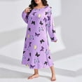 thumbnail image 2 of Women Long Sleeve Print Sleepdress Shoulder Drop Oversize Casual Long Sleepwear Dress, 2 of 4