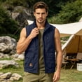 thumbnail image 7 of GrmtClth Vest for Men Stand Collar Lightweight Zip Sleeveless Jacket Multi Pockets Casual Daily Commuting Travel Waistcoat Blue 2XL, 7 of 7