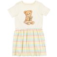thumbnail image 3 of Inktastic Cute Teddy Bear Holding Flowers Girls Toddler Dress, 3 of 5