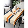 thumbnail image 2 of Orange Blue Stripe Rectangle Tablecloth, Minimalist Farmhouse Stripes Waterproof & StainResistant Tablecloth, Washable Oil-proof Table Cover for Dining/Party/Wedding/Camping/Buffet 54x108 In, 2 of 9