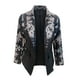 thumbnail image 4 of Botones de mujer Bolsillos de impresión de manga larga Abrigo de oficina Cárdigans Traje Chaqueta Outwear Top Fridja BV0+5302, 4 of 5