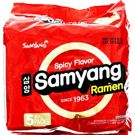 (5 Packs) Samyang Spicy Hot Beef Flavor Instant Ramen, 4.23