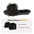 thumbnail image 3 of Vogue Cloud Women's Faux Furry Slippers Open Toe Fuzzy Slippers Indoor Outdoor Beige, 3 of 6
