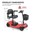 thumbnail image 2 of Trottinettes de Mobilité Rouges à 4 Roues, Trottinettes de Mobilité pour Adultes d'Une Capacité de 330 Lb, Trottinette de Mobilité Pliable Légère, Trottinettes Électriques pour Aînés Autonomie de 20 Miles LED, 2 of 7