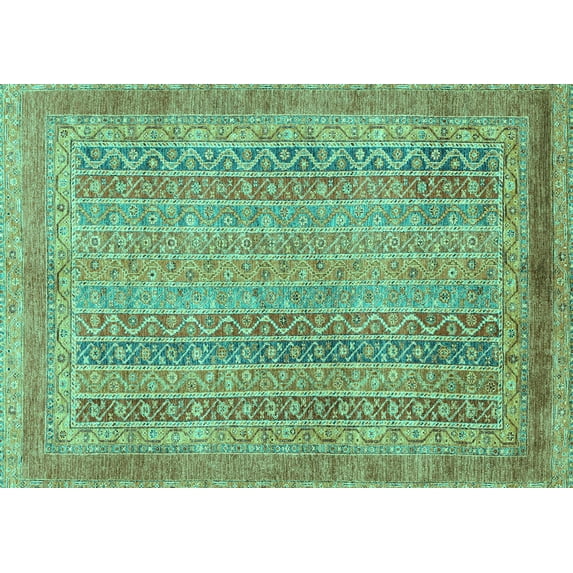 Ahgly Company Indoor Rectangle Abstract Turquoise Blue Modern Area Rugs, 2' x 4'