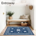 thumbnail image 3 of ODIKA 6'x9' Machine Washable Non-Slip Area Rug, Whimsical Snowflake Medallion with Interlocking Boho Details High Traffic Rug with Pad, Blue, 636921, 3 of 8