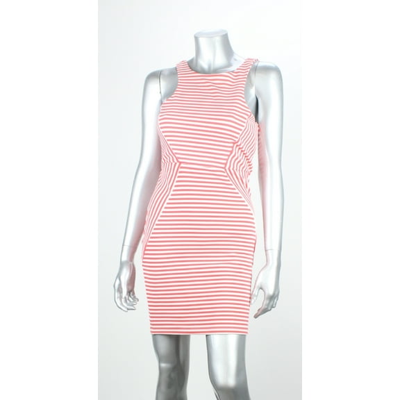 Trixxi Juniors Pink White Sleeveless Striped Cutout-Back Sheath Dress 3