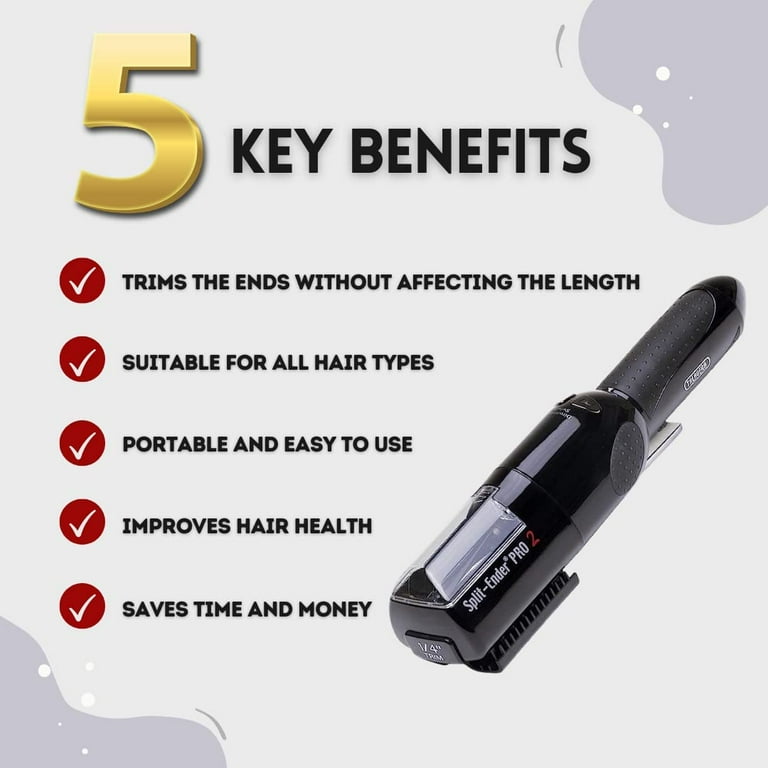 Split Ender Pro 2 - Cordless Split End Hair Trimmer, Rechargeable Tool for the Fast & Easy Removal of Split Damaged Hair Ends - Black Split Ender Pro 2 - Cordless Split End Hair Trimmer, Rechargeable Tool for the Fast & Easy Removal of Split Damaged Hair Ends - Black