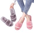 thumbnail image 5 of Women's Faux Fur Slippers Flat Fluffy Open Toe House Shoes Indoor Outdoor Slip on Memory Foam Slide Plush Sandals, Women's Plush Slippers Anti-Slip Indoor Outdoor Open Toe Slippers, 5 of 7