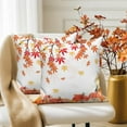 thumbnail image 4 of Fall Maple Leaves Pumpkins Throw Pillow Covers 20x20 Set of 2,Autumn Linen Pillow Cases for Bedroom Sofa Couch, 4 of 6